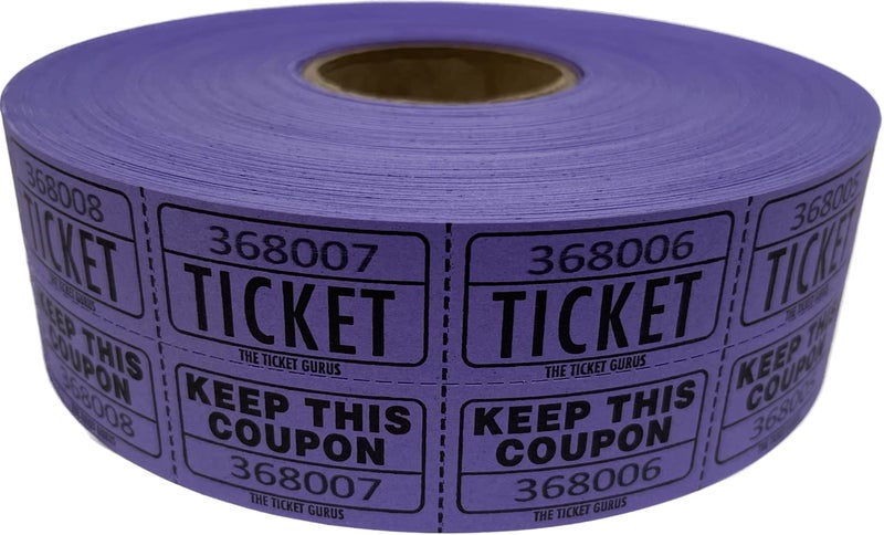The Ticket Gurus The Ticket GURU-Large Number Raffle 50/50 TICKETS-2000/ROLL (Purple) - Image 1